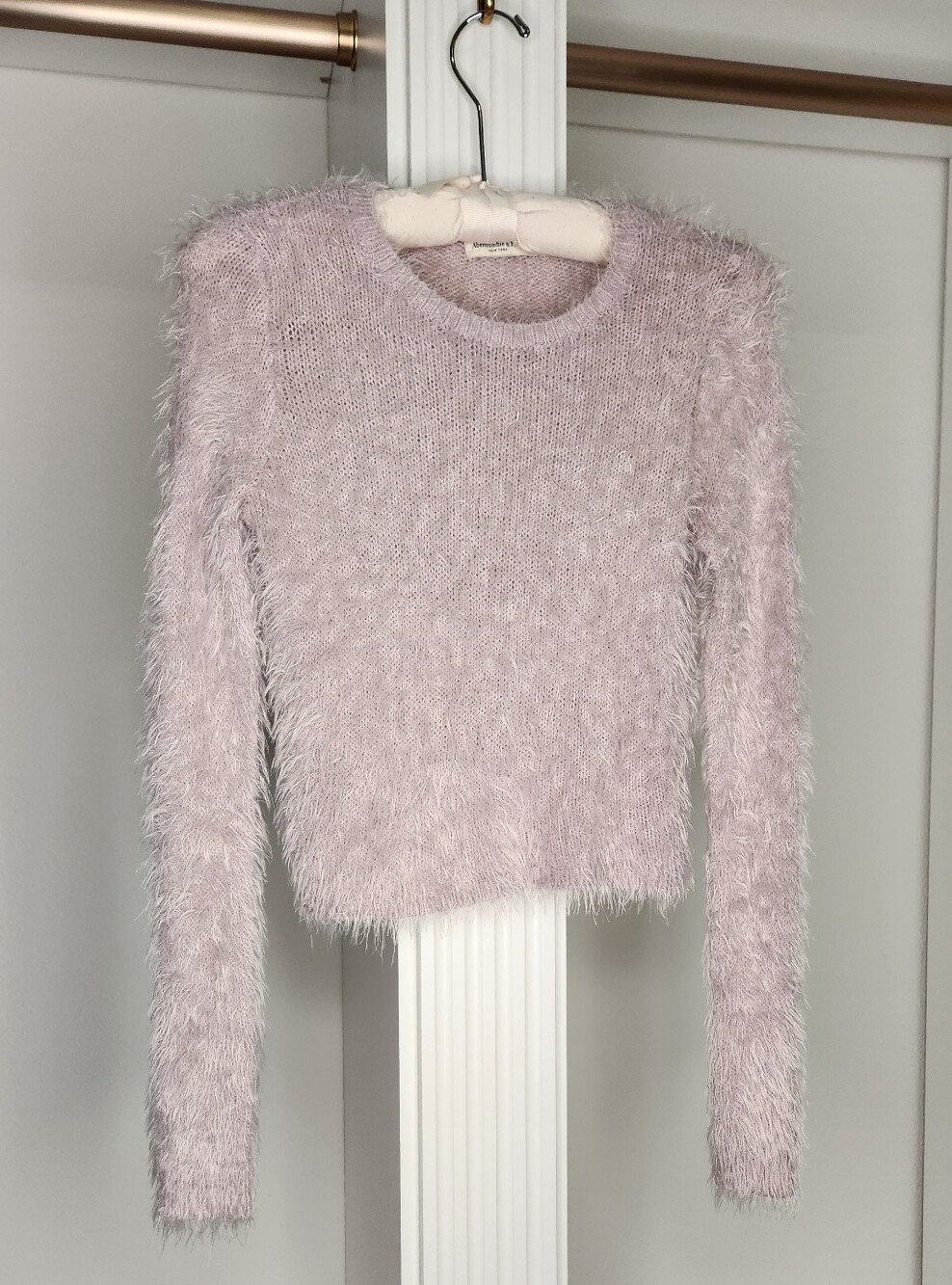 Abercrobie & Fitch Fuzzy Crewneck Sweater in Light Pink - Women's Cozy Knit